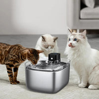 HKM-643411 Wireless Stainless Steel Cat Water Fountain with LCD Display - 5.5L Pet Dispenser