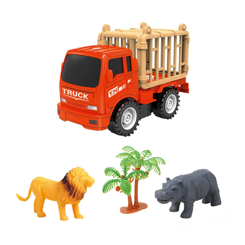 HKM-643603 Diy Assembly Animal Transport Truck Set for Kids - Self-Assembling Friction Cars for Engaging Play
