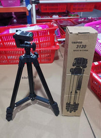 HKM-643859 Portable Universal Tripod Compatible with iPhone and Cameras, 1.2m Height Adjustment, Black/Silver