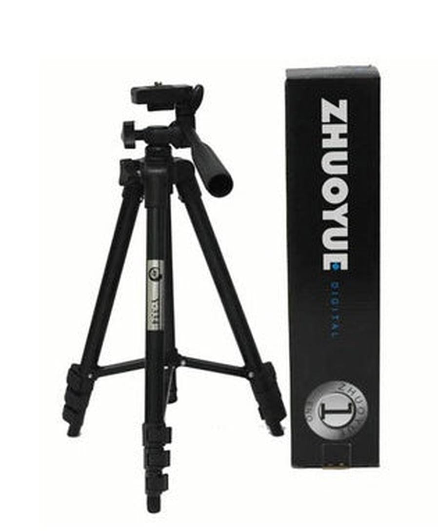 HKM-643859 Portable Universal Tripod Compatible with iPhone and Cameras, 1.2m Height Adjustment, Black/Silver