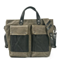 HKM-643859 Retro Waterproof Canvas Messenger Bag with Leather Accents for Unisex