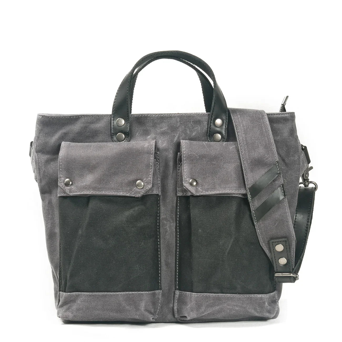 HKM-643859 Retro Waterproof Canvas Messenger Bag with Leather Accents for Unisex