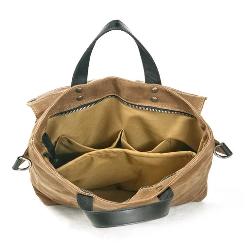HKM-643859 Retro Waterproof Canvas Messenger Bag with Leather Accents for Unisex