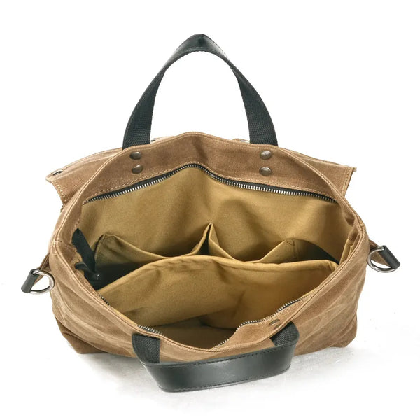 HKM-643859 Retro Waterproof Canvas Messenger Bag with Leather Accents for Unisex