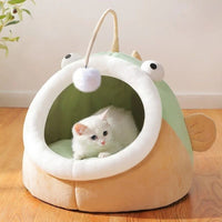 HKM-6439101 Winter Cat Nest Lantern House - Semi-closed Deerskin Velvet Small Dog Kennel for Cozy Comfort, Suitable for Multiple Cats