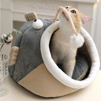 HKM-6439101 Winter Cat Nest Lantern House - Semi-closed Deerskin Velvet Small Dog Kennel for Cozy Comfort, Suitable for Multiple Cats