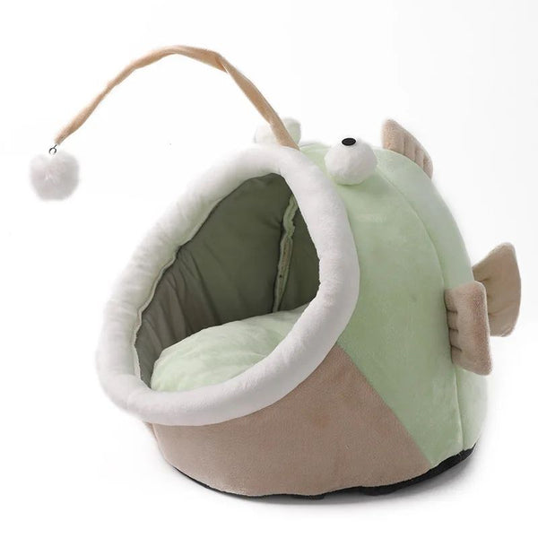 HKM-6439101 Winter Cat Nest Lantern House - Semi-closed Deerskin Velvet Small Dog Kennel for Cozy Comfort, Suitable for Multiple Cats
