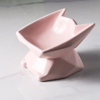 HKM-6439229 Ceramic Cat Food Bowl with High-Leg Incline for Cervical Spine Support