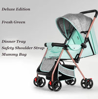 HKM-643987 Multifunctional Baby Stroller with Dining Tray, Cotton Pad, Mosquito Net, and Rain Cover
