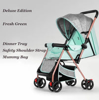 HKM-643987 Multifunctional Baby Stroller with Dining Tray, Cotton Pad, Mosquito Net, and Rain Cover