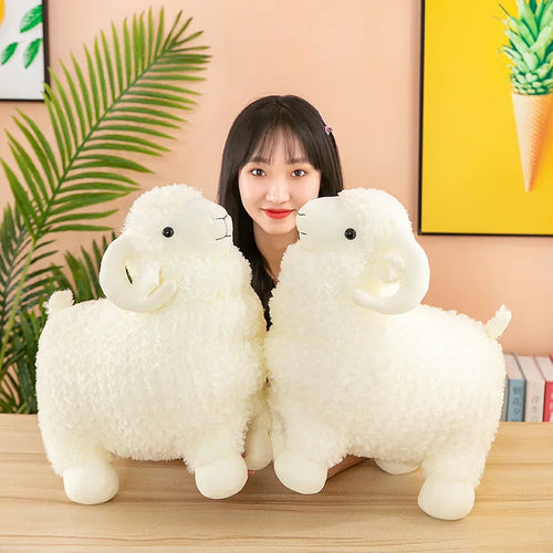 HKM-644051 Large Goat Plush Pillow - Soft Stuffed Animal Doll for Kids Ages 2 and Up, Kawaii Fluffy Toy 50cm