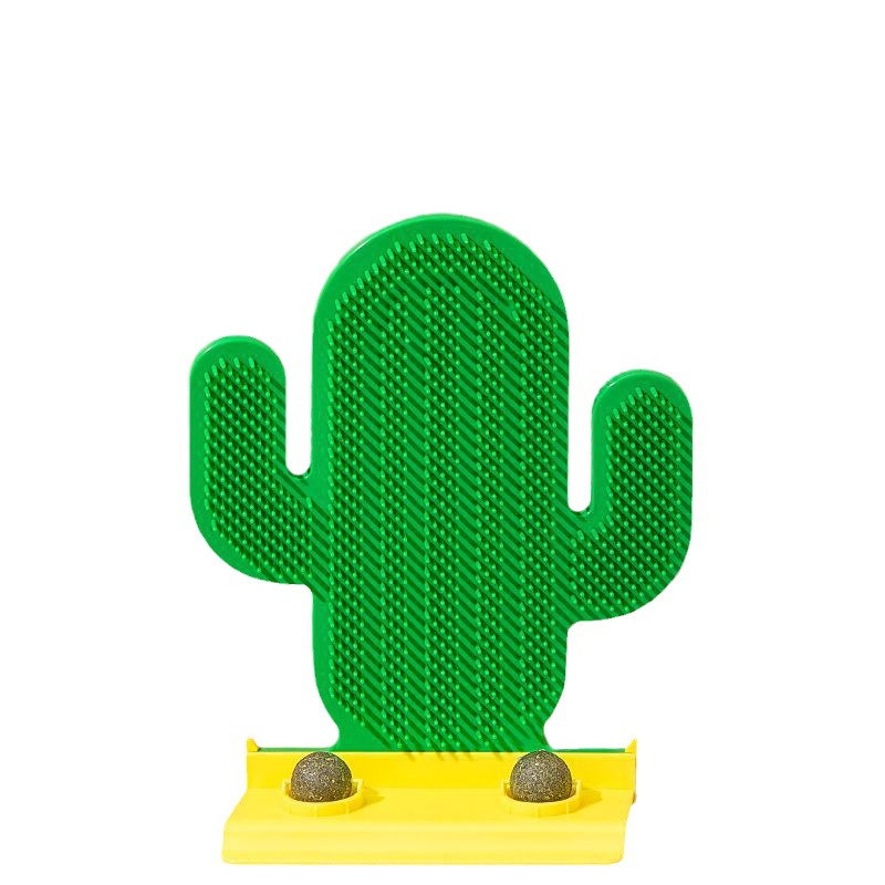 HKM-6440637 Cactus Cat Hair Scrubber and Corner Tickle Toy with Catnip Balls and Mint Powder
