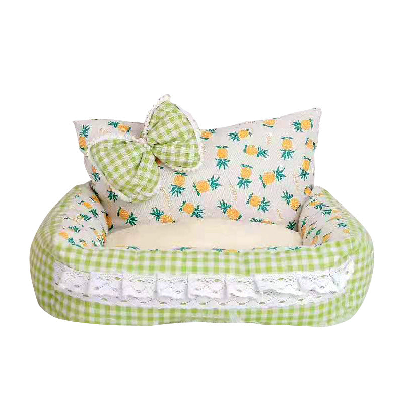 HKM-6440893 Cozy Flannel Pet Nest for Cats and Dogs - Square Shape, Cotton & Hemp, Two Sizes Available
