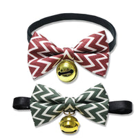 HKM-6441021 Striped Polyester Pet Bow Tie with Bell for Cats, Rabbits, and Dogs - Sizes S and M Available