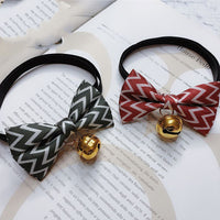 HKM-6441021 Striped Polyester Pet Bow Tie with Bell for Cats, Rabbits, and Dogs - Sizes S and M Available