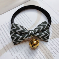 HKM-6441021 Striped Polyester Pet Bow Tie with Bell for Cats, Rabbits, and Dogs - Sizes S and M Available
