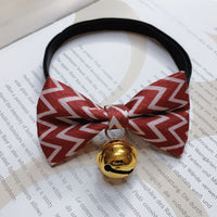 HKM-6441021 Striped Polyester Pet Bow Tie with Bell for Cats, Rabbits, and Dogs - Sizes S and M Available