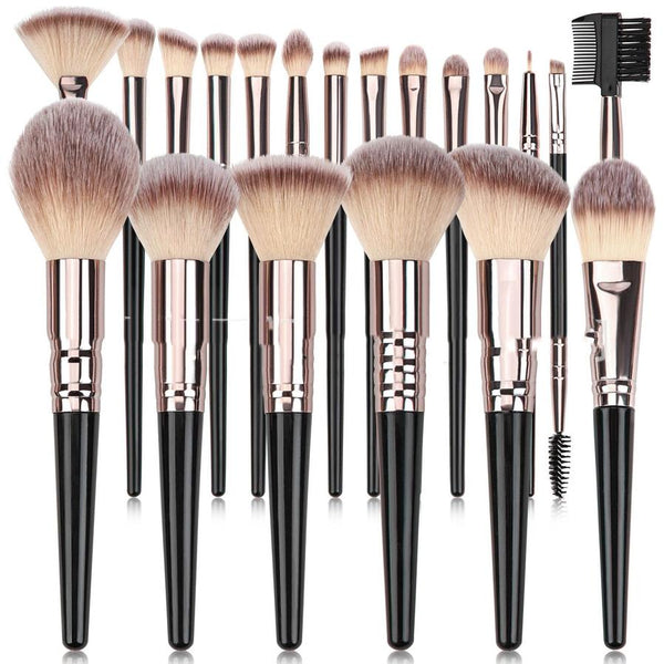 HKM-644179 Black Makeup Brush Set for Foundation, Eyeshadow, Blush, and More - 3 to 20 Pieces Available