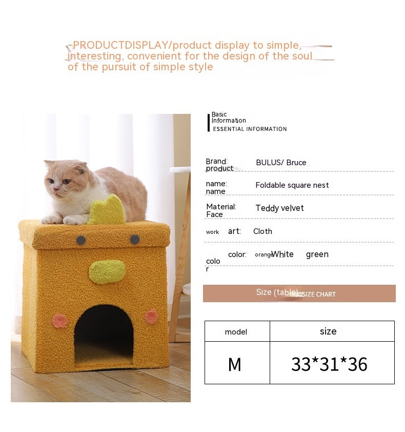 HKM-6443069 Foldable Enclosed Cat Nest for All Seasons - Gift Box Style with Various Designs