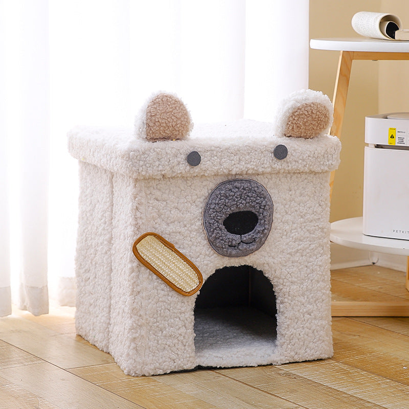 HKM-6443069 Foldable Enclosed Cat Nest for All Seasons - Gift Box Style with Various Designs