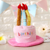 HKM-6443197 Pet Birthday Cake Hat with Adjustable Rope, Cashmere Material, 20x16cm, Fits Pets Up to 45cm