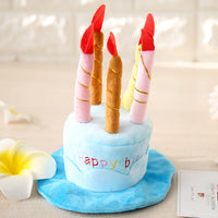 HKM-6443197 Pet Birthday Cake Hat with Adjustable Rope, Cashmere Material, 20x16cm, Fits Pets Up to 45cm