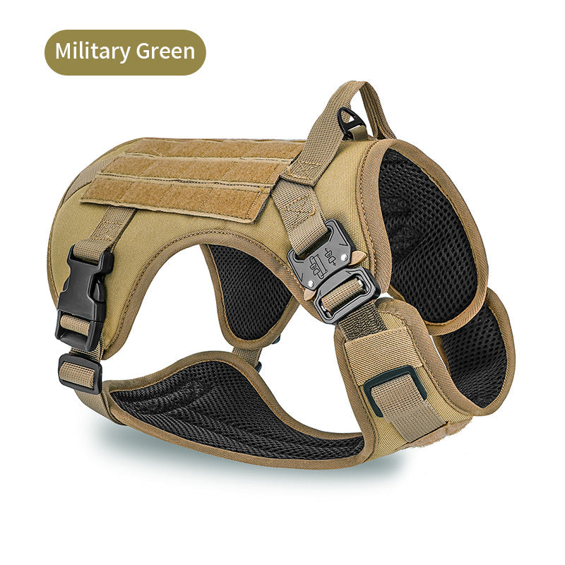 HKM-6444093 Tactical Camouflage Adjustable Harness for Large Dogs - Ideal for Training, Outdoor Activities, and Service Use