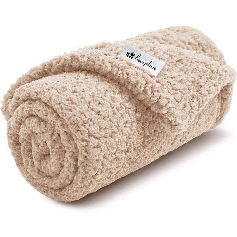 HKM-6444477 Cotton Velvet Pet Blanket for Dogs ¨C Warm, Soft, Available in Black, Beige, and Gray