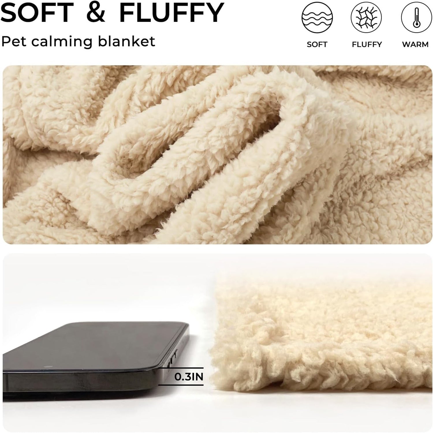 HKM-6444477 Cotton Velvet Pet Blanket for Dogs ¨C Warm, Soft, Available in Black, Beige, and Gray