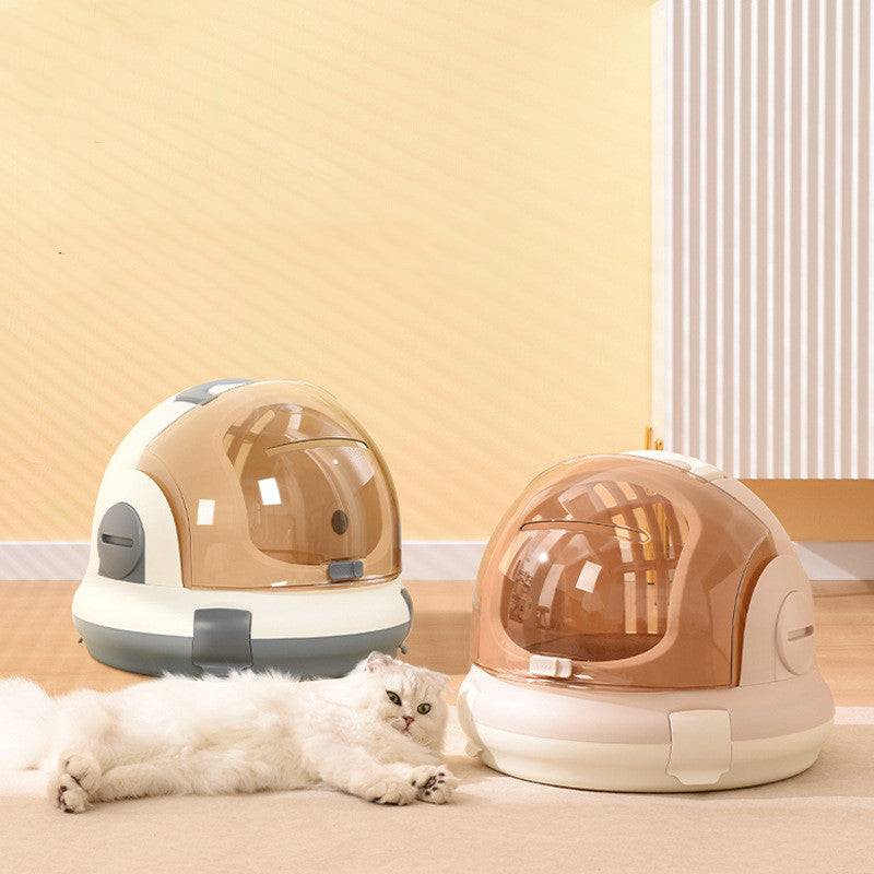 HKM-6444861 Portable Cat Litter Box with Urine Separator - Elegant Gray and Champagne Options