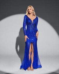 HKM-644499 Elegant Blue Evening Dress for Women - Model EZ25075