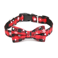 HKM-6446781 Christmas Snowflake Terylene Collar with Red Bow - Multiple Sizes Available