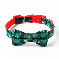 HKM-6446781 Christmas Snowflake Terylene Collar with Red Bow - Multiple Sizes Available