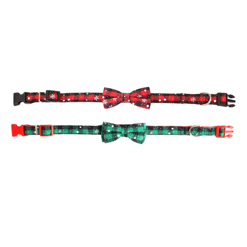 HKM-6446781 Christmas Snowflake Terylene Collar with Red Bow - Multiple Sizes Available