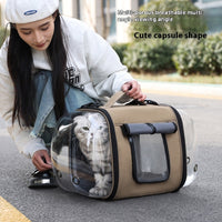 HKM-6447037 Outdoor Large Capacity One-shoulder Pet Carrier - Breathable Oxford Fabric Capsule for Cats up to 10kg