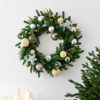 HKM-644755 60cm Green Pine Leaf Christmas Garland with Lights for Door Ornaments