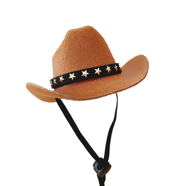HKM-6448061 Stylish Adjustable Cowboy Hat for Cats and Dogs, Soft Non-Woven Fabric with Star Design, Perfect for Parties and Photo Ops
