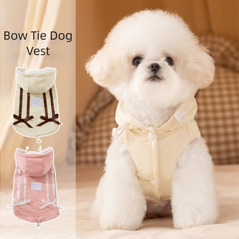 HKM-6449341 Warm Winter Bow Tie Vest for Small Dogs and Cats - Cozy and Stylish Pet Jacket