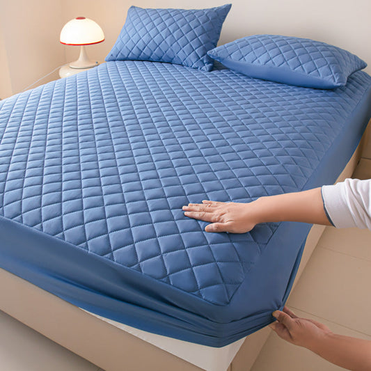 HKM-644947 Solid Color Waterproof Fitted Sheet with Pillowcase Options for Bed Sizes 90x200cm to 200x220cm