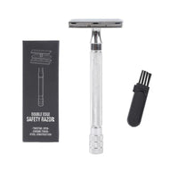 HKM-645011 Vintage Manual Safety Shaver Set with Brush – Aluminum and Zinc Alloy Design