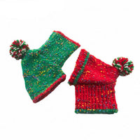 HKM-6450365 Cozy Knitted Yarn Christmas Pet Apparel for Autumn and Winter in Red and Green, Sizes XS to XXL