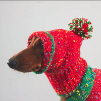 HKM-6450365 Cozy Knitted Yarn Christmas Pet Apparel for Autumn and Winter in Red and Green, Sizes XS to XXL
