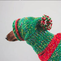 HKM-6450365 Cozy Knitted Yarn Christmas Pet Apparel for Autumn and Winter in Red and Green, Sizes XS to XXL