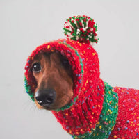 HKM-6450365 Cozy Knitted Yarn Christmas Pet Apparel for Autumn and Winter in Red and Green, Sizes XS to XXL