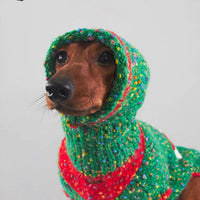 HKM-6450365 Cozy Knitted Yarn Christmas Pet Apparel for Autumn and Winter in Red and Green, Sizes XS to XXL