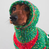 HKM-6450365 Cozy Knitted Yarn Christmas Pet Apparel for Autumn and Winter in Red and Green, Sizes XS to XXL