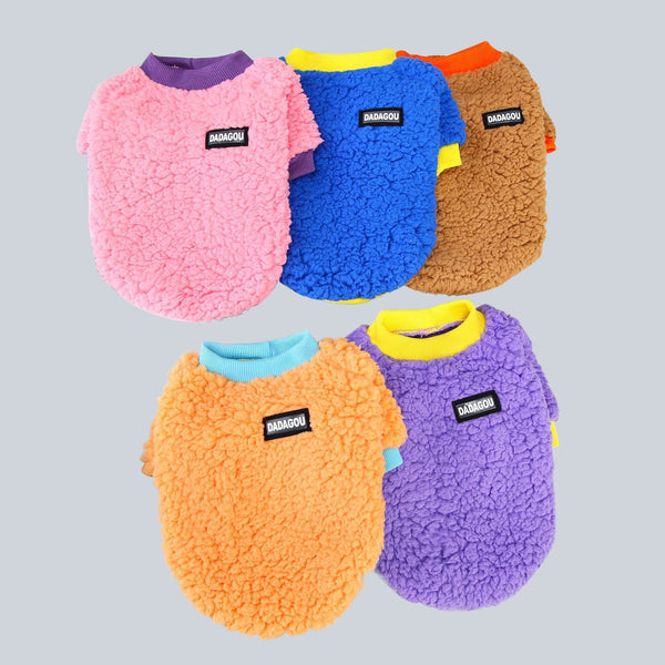 HKM-6451133 Candy-Colored Plush Padded Pet Clothing in Coral Fleece - Multiple Sizes Available