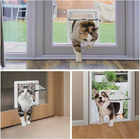 HKM-6452029 Weatherproof Cat Flap Door for Thin Windows and Sliding Doors with 4 Lock Modes
