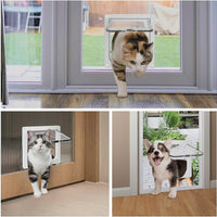 HKM-6452029 Weatherproof Cat Flap Door for Thin Windows and Sliding Doors with 4 Lock Modes