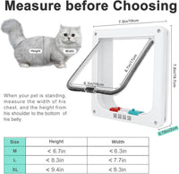 HKM-6452029 Weatherproof Cat Flap Door for Thin Windows and Sliding Doors with 4 Lock Modes